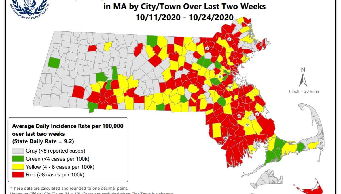 COVID Risk Map: Over 1/3 of Mass. Communities in Red, New ...