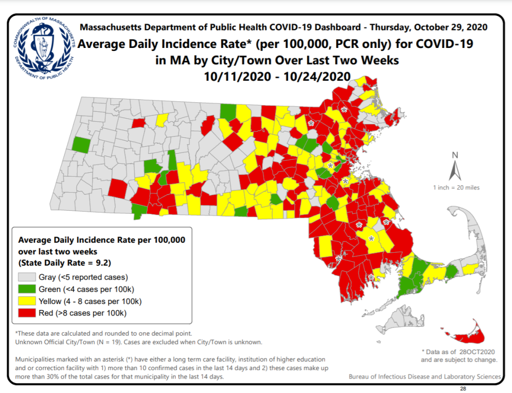 Massachusetts COVID Map by City 121 Communities Now at High Risk NECN