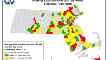 Mass. COVID hot spot map