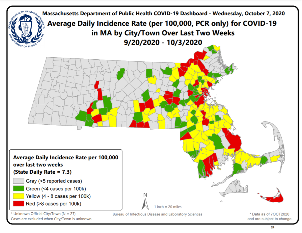 Mass. COVID hot spot map