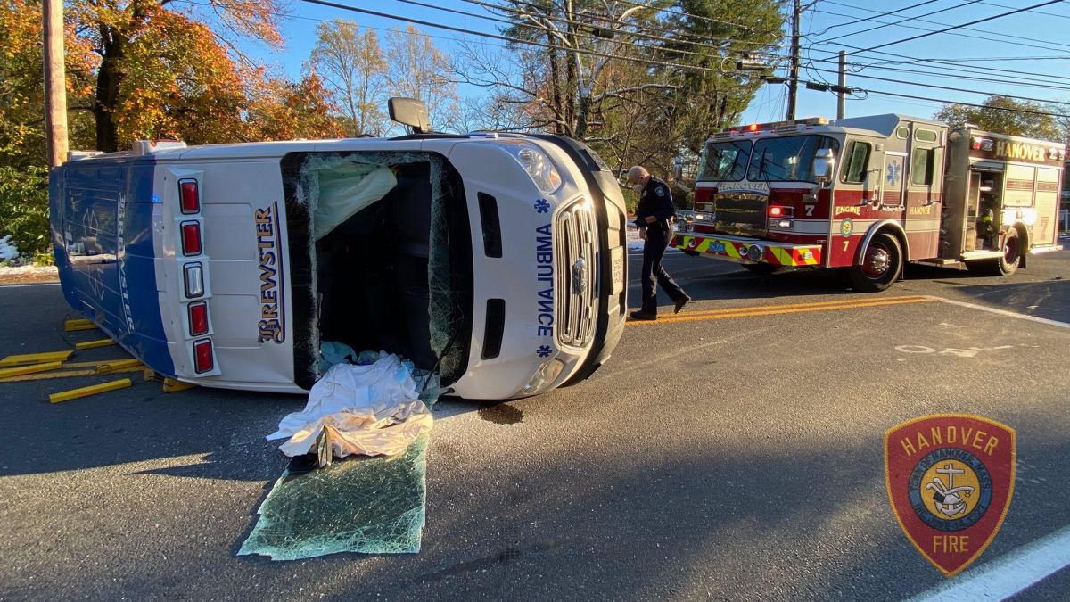 Ambulance Overturned in Hanover Crash, Briefly Entrapping 2 EMTs NBC