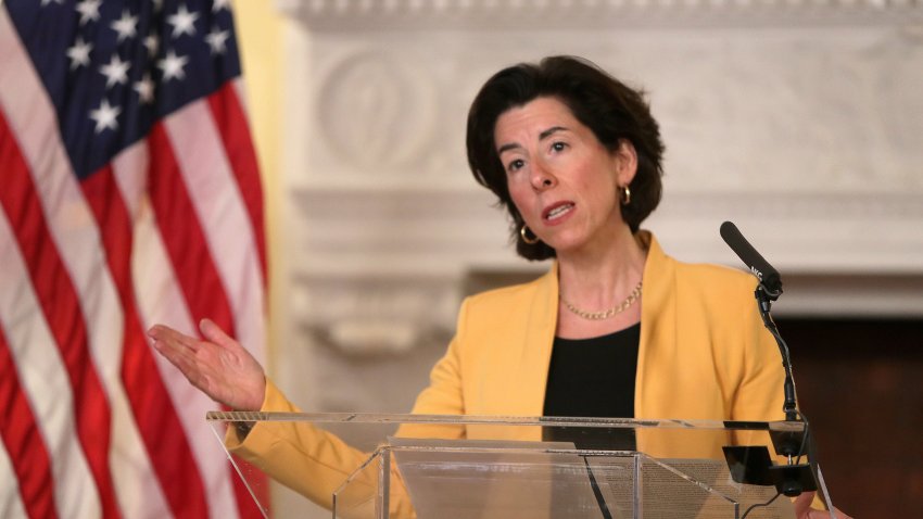 PROVIDENCE, RI – APRIL 21: Rhode Island Governor Gina M. Raimondo and Dr. Nicole Alexander-Scott, director of the state Department of Health, provide the daily update on the coronavirus in Providence, RI on April 21, 2020. (Photo by Barry Chin/The Boston Globe via Getty Images)