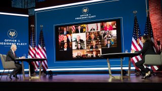 President-elect Joe Biden and Vice President-elect Kamala Harris speak virtually with the National Governors Association's executive committee