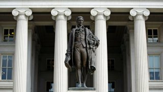A statue of the first United States Secretary of the Treasury Alexander Hamilton