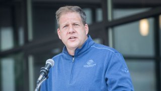 New Hampshire Governor Chris Sununu gives a speech on Sept. 2, 2020, in Manchester, New Hampshire.