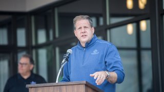New Hampshire Governor Chris Sununu gives a speech on Sept. 2, 2020, in Manchester, New Hampshire.