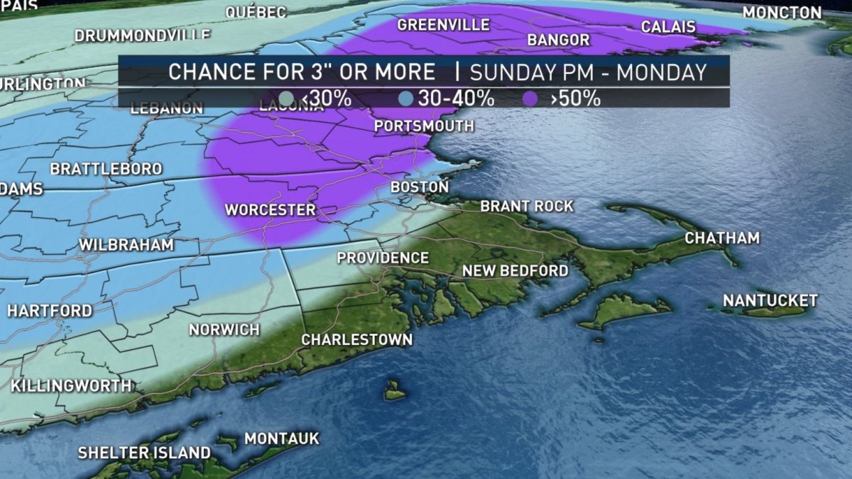 Plowable Snow Possible for Parts of New England Sunday Night – NBC Boston
