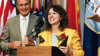 Christa McAuliffe Speaking After Announcement