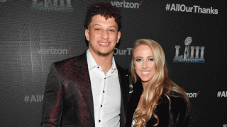 In this Jan. 31, 2019, file photo, Patrick Mahomes II and Brittany Matthews attend the world premiere event for "The Team That Wouldn't Be Here" documentary hosted by Verizon in Atlanta, Georgia.