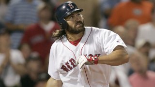 Johnny Damon playing for the Red Sox in 2004
