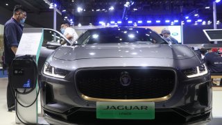 A Jaguar I-PACE electric car