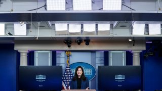 Deputy National Security Advisor for Cyber and Emerging Technology Anne Neuberger speaks during the daily press briefing at the White House on February 17, 2021 in Washington, DC. Neuberger told reporters that 9 federal agencies and around 100 companies were impacted by the SolarWinds cyber hacking event.