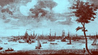 A view of Boston Harbor around 1720