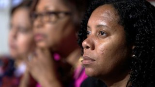 Rhode Island delegate Sabina Matos, right, watches a presentation during the second day session of the Democratic National Convention in Philadelphia, July 26, 2016. Gov. Daniel McKee named Matos, Providence City Council President, on Wednesday, March 31, 2021, as his lieutenant governor, making her the first Latina in state history to hold the job.