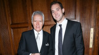 Alex Trebek (L) and son Matthew Trebek