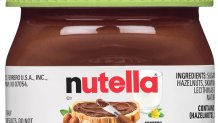 Mini Nutella jars with springtime lids.