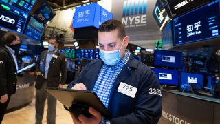 Trader on the floor of the New York Stock Exchange.