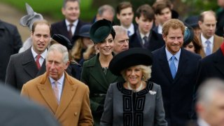 Prince William, Charles, Duke of Cornwall, Camilla, Kate, the Duchess of Cambridge, Prince Harry