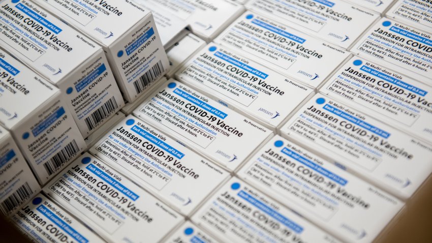 A shipment of the Johnson & Johnson Janssen Covid-19 vaccine arrives at Northwell Health South Shore University Hospital in Bay Shore, New York, U.S., on Wednesday, March 3, 2021. President Biden said that Merck & Co. will help make Johnson & Johnson’s single-shot coronavirus vaccine, a collaboration between rivals aimed at ramping up the pace of inoculations that will help provide enough supply for every adult in the U.S. by the end of May. Photographer: Johnny Milano/Bloomberg via Getty Images