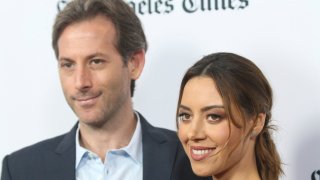 Aubrey Plaza, right, and Jeff Baena arrive at the premiere of "The Little Hours" at the 2017 Los Angeles Film Festival on Monday, June 19, 2017, in Culver City, Calif.