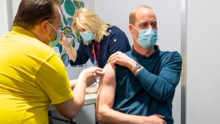 Britain's Prince William receives his coronavirus vaccine