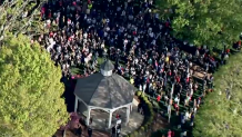 An aerial view of the vigil and rally for Mikayla Miller in Hopkinton, Massachusetts, on Thursday, May 6, 2021.