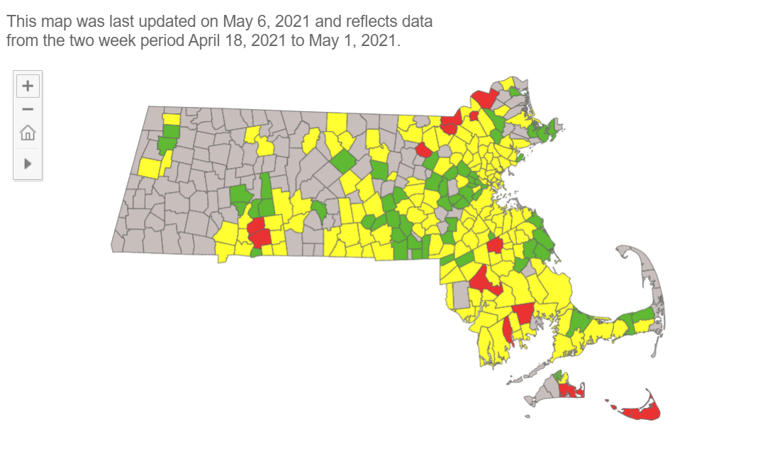 Map Of Ma Cities And Towns Ma Covid Risk Map: Red Zone Towns At 13 – Nbc Boston