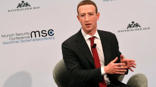 The founder and CEO of Facebook Mark Zuckerberg speaks during the 56th Munich Security Conference in Munich, southern Germany, on February 15, 2020.