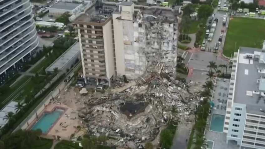 En video: drone capta la devastación que dejó el colapso del edificio en Miami Beach