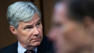 Sen. Sheldon Whitehouse, D-R.I., speaks during the Senate Judiciary Committee markup on the Prohibiting Punishment of Acquitted Conduct Act of 2021 and other business in Hart Building on Thursday, June 10, 2021.