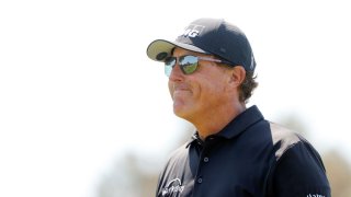 Phil Mickelson of the United States looks on after hitting his tee shot on the 15th hole during the first round of the 2021 U.S. Open at Torrey Pines Golf Course (South Course) on June 17, 2021 in San Diego, California.