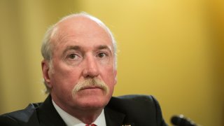 This April 9, 2014, file photo shows Jeffrey Pugliese, a sergeant with the Watertown Police Department, testify during a House Homeland Security Committee hearing on the Boston Marathon bombings in Washington, D.C.