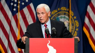 Former Vice President Mike Pence speaks at the annual Hillsborough County NH GOP Lincoln-Reagan Dinner, June 3, 2021, in Manchester, N.H.