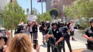 protesters clash