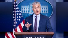 Jeff Zients, the White House's Covid-19 response czar, speaks during a press briefing at the White House where they spoke about a pause in issuing the Johnson & Johnson Janssen Covid-19 vaccine on April 13, 2021, in Washington, DC.