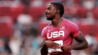 Trayvon Bromell of Team United States reacts after competing in the Men's 100m Round 1 heats