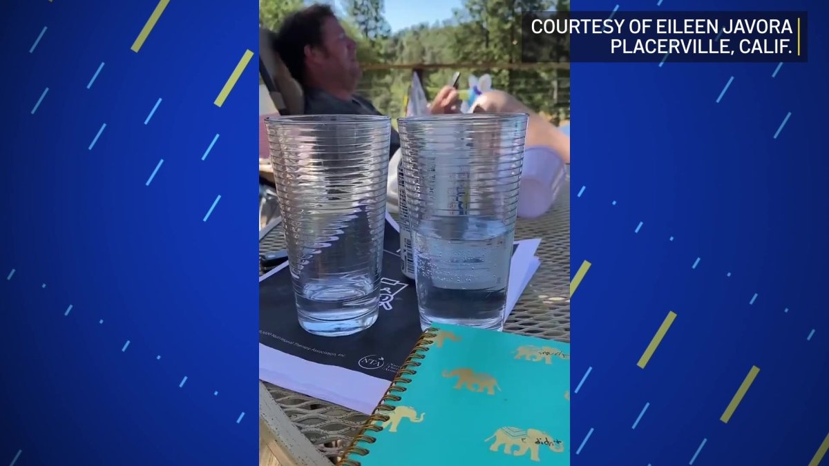 A glass of water vibrates during an earthquake – NBC Boston