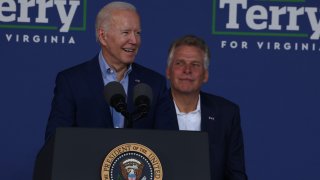 U.S. President Joe Biden speaks at a campaign event for Virginia gubernatorial candidate Terry McAuliffe (D-VA) at the Lubber Run Community Center on July 22, 2021 in Arlington, Virginia.