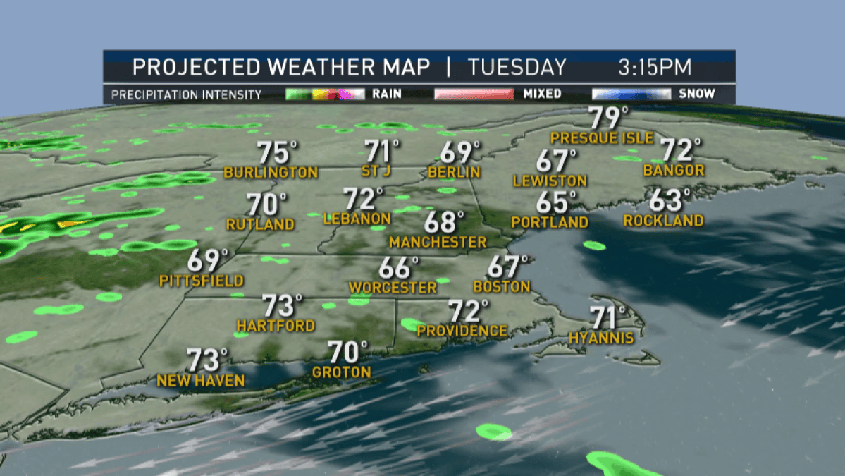 Brighter and Warmer Day, Chance of Scattered Showers – NBC Boston