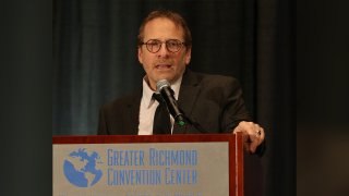 U.S. Women's National Foil Fencing Coach Buckie Leach speaks during the 2016 U.S. Olympic Fencing Team announcement at the conclusion of the USA Fencing Division I National Championships at the Greater Richmond Convention Center on April 11, 2016, in Richmond, Virginia.