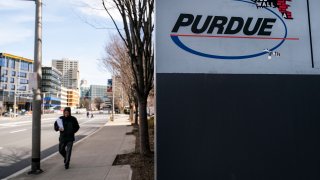 STAMFORD, CT - APRIL 2: Signage for Purdue Pharma headquarters stands in downtown Stamford, April 2, 2019 in Stamford, Connecticut. Purdue Pharma, the maker of OxyContin, and its owners, the Sackler family, are facing hundreds of lawsuits across the country for the company's alleged role in the opioid epidemic that has killed more than 200,000 Americans over the past 20 years.