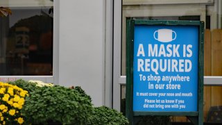Sign reading "a mask is required."
