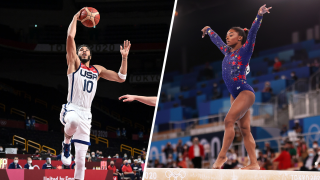 Jayson Tatum (left) and Simone Biles (right)