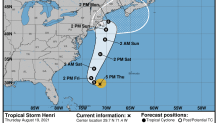 The projected path of what's expected to be Hurricane Henri on its way to Boston, Massachusetts and New England.