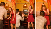 Matt Champlin proposes to Christine Corning at the Pour House, the Boston bar where they met.