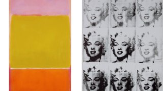 Sotheby’s Art Auction: Mark Rothko’s #7 (L), and Andy Warhol’s Nine Marilyns (R).