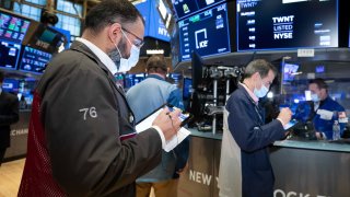 Trader on the floor of the NYSE