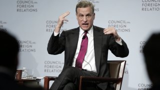 FILE - In this Wednesday, May 31, 2017, file photo, Federal Reserve Bank of Dallas President Robert Kaplan speaks to a breakfast meeting at the Council on Foreign Relations, in New York. On Monday, Sept. 27, 2021, the Dallas Fed announced that Kaplan will step down as president of the Federal Reserve Bank of Dallas in early October.