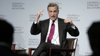 FILE - In this Wednesday, May 31, 2017, file photo, Federal Reserve Bank of Dallas President Robert Kaplan speaks to a breakfast meeting at the Council on Foreign Relations, in New York. On Monday, Sept. 27, 2021, the Dallas Fed announced that Kaplan will step down as president of the Federal Reserve Bank of Dallas in early October.