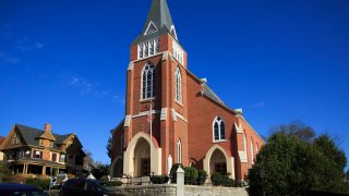 This Nov. 12, 2017, file photo shows Immaculate Conception Catholic Church in Marlborough, Massachusetts.